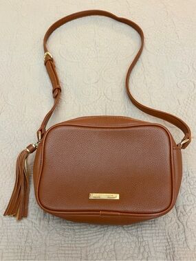 Katie Loxton “Sofia” Tassel Crossbody in Cognac with Adjustable Strap